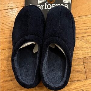 Dearfoams Men’s Navy Midnight Blue Slip On Slippers 9-10- NWT